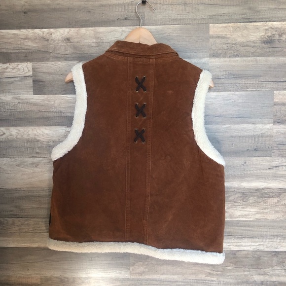 Vintage Suede Leather Southwestern Aztec Patterned Vest Large - Picture 10 of 11